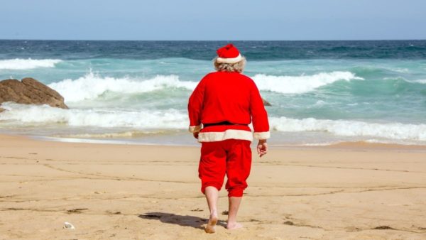 Santa Claus on the beach