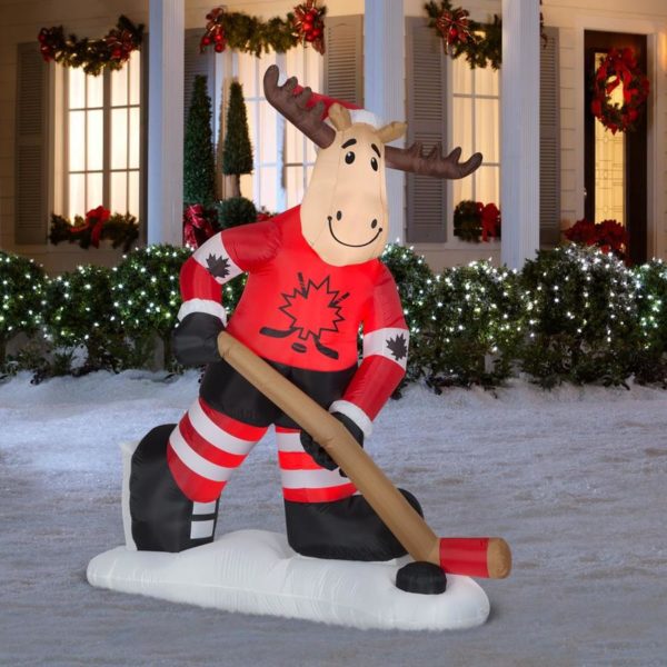 Moose playing hockey