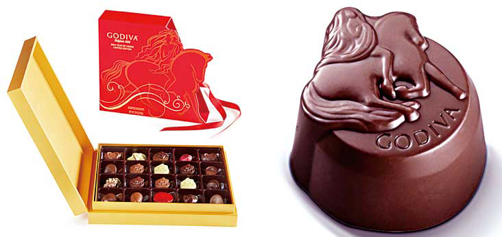 Emballage et chocolats Godiva pour le nouvel an chinois