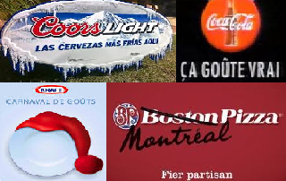 Big brands - Kraft, Boston Pizza, Coors and Coke Coca-Cola advertise in different languages