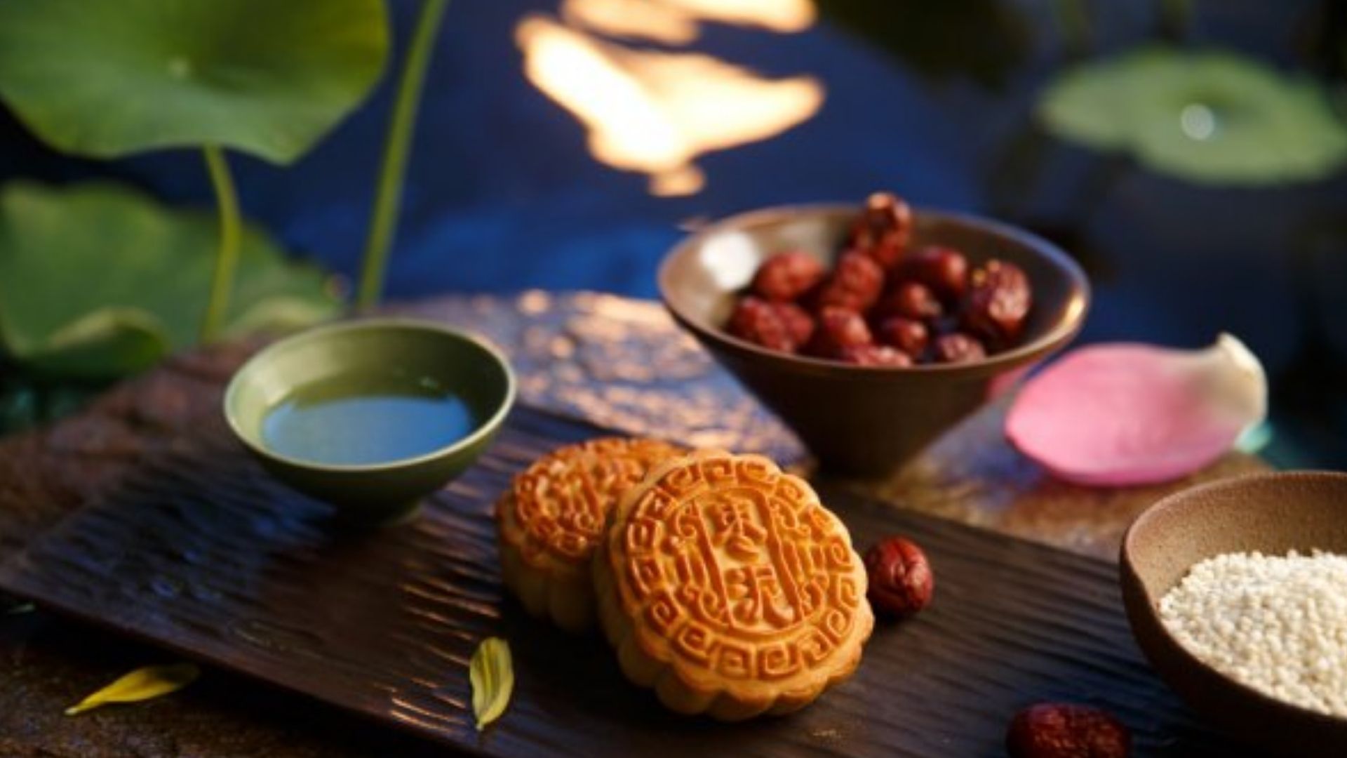 mooncakes on table for Chinese mid-autumn festival