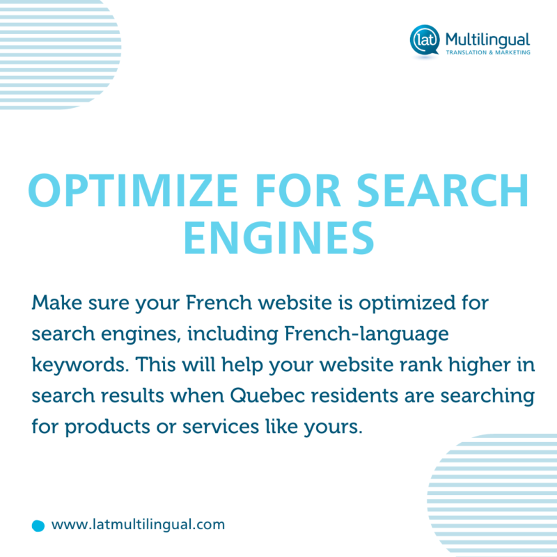 Optimize for search engines